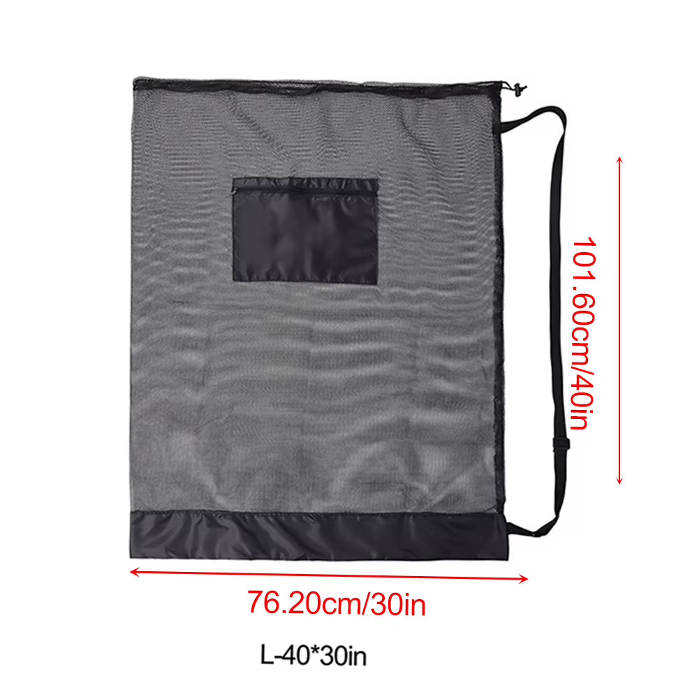 Mesh Soccer Ball Bag Extra Large Drawstring Basketball Storage Bag with Zipper Pocket Volleyball Football Net Pack Gym Bags
