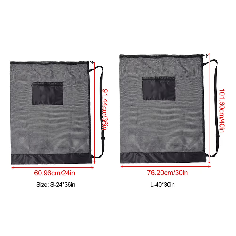 Mesh Soccer Ball Bag Extra Large Drawstring Basketball Storage Bag with Zipper Pocket Volleyball Football Net Pack Gym Bags