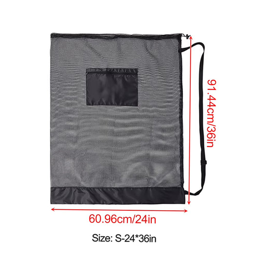 Mesh Soccer Ball Bag Extra Large Drawstring Basketball Storage Bag with Zipper Pocket Volleyball Football Net Pack Gym Bags