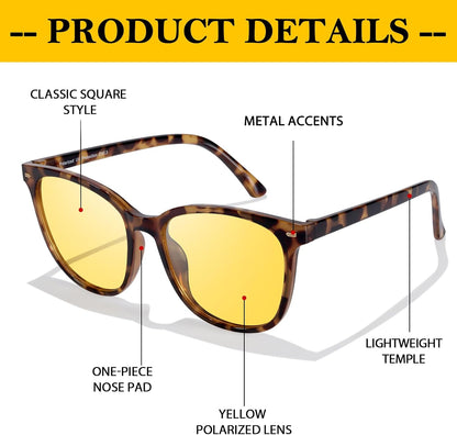 2 Pack Night Vision Glasses for Women Men, Polarized Night Driving Glasses Anti-Glare and Enhance Vision at Night 1851