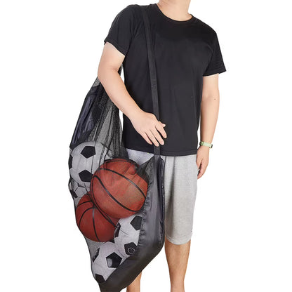 Mesh Soccer Ball Bag Extra Large Drawstring Basketball Storage Bag with Zipper Pocket Volleyball Football Net Pack Gym Bags