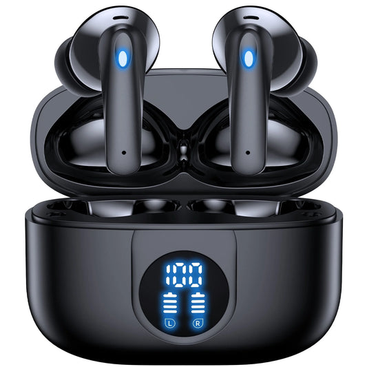 Wireless Earbuds, Bluetooth Headphones V5.4 Stereo Ear Buds with Noise Cancelling Mics, 60H Playback Mini Case with Dual LED Display, IP7 Waterproof In-Ear Earphones for Android Ios